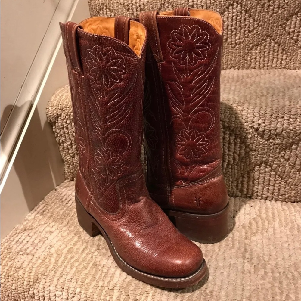 💥SOLD💥Frye Square toe Cowboy Leather Boots